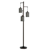 Stylecraft Rubbed Bronze 3-Arm Floor Lamp with Diamond Cut-Out Shades