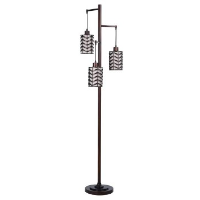 Stylecraft Brushed Nickel 3-Arm Floor Lamp with Chevron Accents
