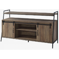 Acme Rustic Brown Wood-Look 52-Inch TV Console with Black Metal Frame