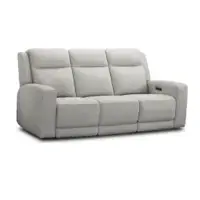Simon Li Light Silver Dual Power Reclining Sofa with Zero Gravity & Squared Arms