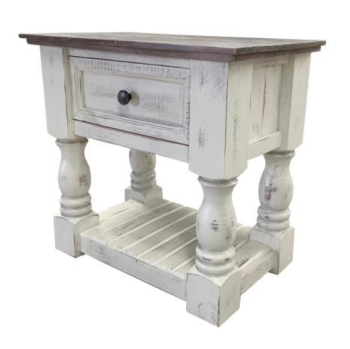 Vintage Furniture Martha Nightstand in Nero White with Ashe Grey Accents
