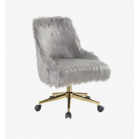 Acme Silver Faux Fur Adjustable Desk Chair