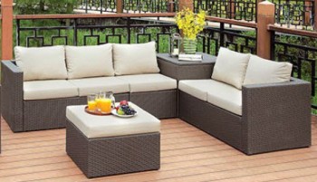 Furniture of America Davina Outdoor Sectional with Ottoman