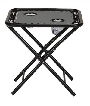 Grey Mesh Folding Side Table with Cupholders