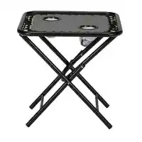 Grey Mesh Folding Side Table with Cupholders