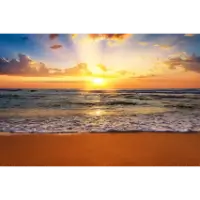 Classy Art Sunset Beach Tempered Glass Wall Art