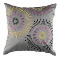 Rizzy Silver Throw Pillows with Purple, Black & Green Accents (set of 2)