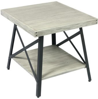 Emerald Chandler Light Grey End Table with Metal Frame