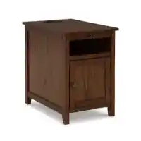 Ashley Trinity Brown End Table with Tray & USB Charging