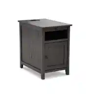 Ashley Trinity Grey End Table with Tray & USB Charging