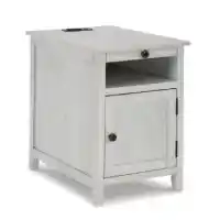 Ashley Trinity White End Table with Tray & USB Charging