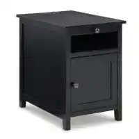 Ashley Trinity Black End Table with Tray & USB Charging