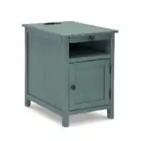 Ashley Trinity Teal End Table with Tray & USB Charging