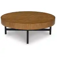 Ashley Susanville Round Coffee Table with Black Metal Base