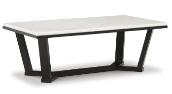 Ashley White Marble & Cappuccino Finish Coffee Table