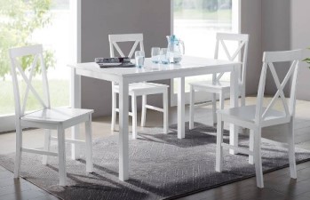 Stanley Ranger White Dining Set with 4 X-Back Side Chairs
