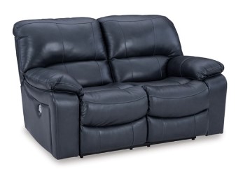 Ashley Lincoln Ocean Leather Dual Power Reclining Loveseat
