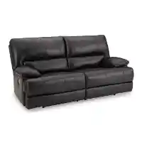 Ashley Montego Black Leather Dual Power Reclining Sofa
