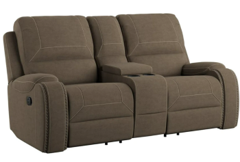 Emerald Adrian Brown Reclining Console Loveseat with USB