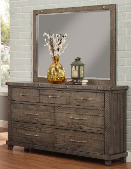 Vilo Home Industrial Charms Grey Hardwood Dresser with Mirror