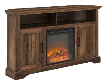 Stanley Ranger Rustic Oak Finish 58-Inch Corner TV Stand/Fireplace with Groove Door Accents