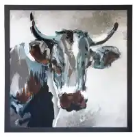Stylecraft Blue, Grey & Brown Cow Wall Art