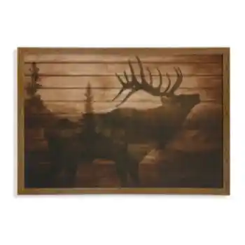 Stylecraft Elk in the Forest Hardwood Wall Art Panel