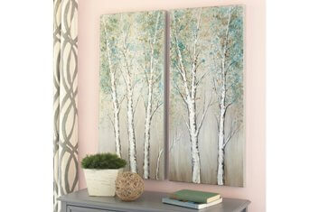Ashley White Trees Wall Art Panel