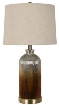 Crestview Brown & Charcoal Glass Table Lamp with Off-White Shade