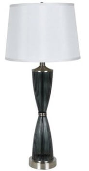 Crestview Slender Charcoal Glass Table Lamp with Round White Shade