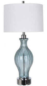 Crestview Blue Glass Table Lamp with White Shade