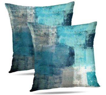 Abstract Blue & Charcoal Throw Pillows (set of 2)