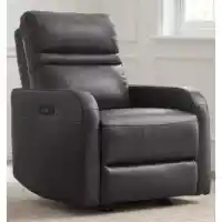 Jason Furniture Aldryn Charcoal Top Grain Leather Rocker/Dual Power Recliner with Power Headrest