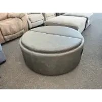 Jonathan Louis Magnolia Leather Storage Ottoman in Aline Grey