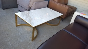 Bernhardt Allura Marble Coffee Table with Gold Base (blemish)