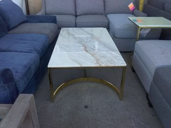 Bernhardt Allura Marble Coffee Table with Gold Base (blemish)