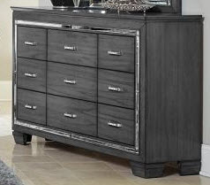 Homelegance Allura Textured Charcoal Dresser with Mirrored Accents