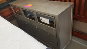 Homelegance Allura Silver Dresser with Textured Drawer Fronts & Mirrored Accents