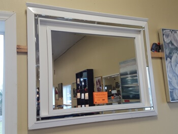 Homelegance Allura White Mirror with Mirrored Trim Accents