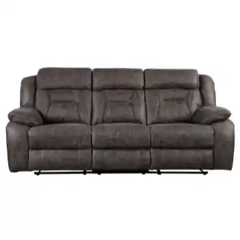 Homelegance Amite Dark Brown Polished Microsuede Reclining Sofa 