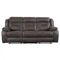 Homelegance Amite Dark Brown Polished Microsuede Reclining Sofa 