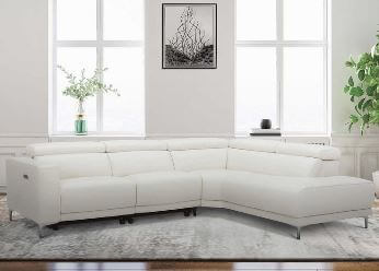 Jason Furniture Angeline White Leather Power Reclining 3-Piece Sectional with Right-Hand Chaise