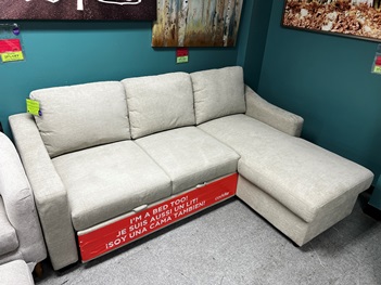 Coddle Aria Beige Sofa Chaise with Pop-Up Sleeper