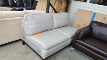 Silver Genuine Leather Armless Loveseat