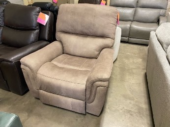 Living Style Barcalounger Beige Fabric Dual Power Recliner