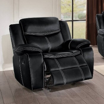 Homelegance Bastrop Black Leather Gel Match Gliding Recliner