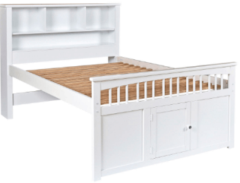 New Classic White Twin Bed with Bookcase Headboard
