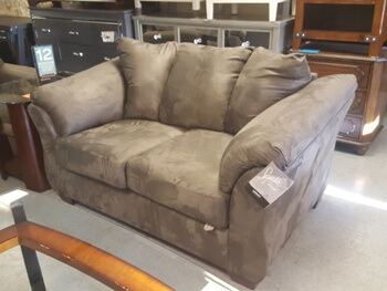 Ashley Madeline Mocha Microsuede Loveseat with Flaired Arms