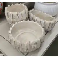 Three Hands Beige Bowl Medium with Wavy Edge & Abstract Gold Accents