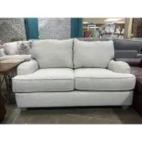 Beige Fabric Loveseat with Contoured Arms